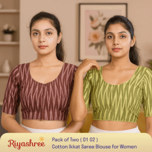 Riyashree Women’s Ikkat Cotton Ready Made Saree Blouse – Pack of 2 | BLOU 01 02