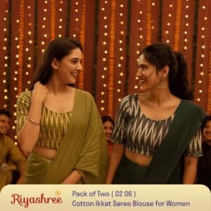 Riyashree Women’s Ikkat Cotton Ready Made Saree Blouse – Pack of 2 | BLOU 02 06