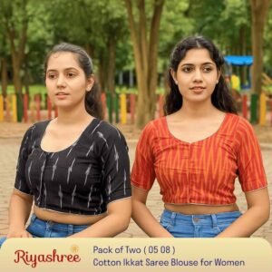 Riyashree Women’s Ikkat Cotton Ready Made Saree Blouse – Pack of 2 | BLOU 05 08
