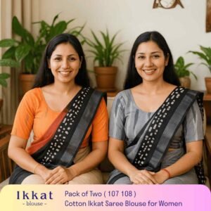 Riyashree Women’s Ikkat Cotton Ready Made Saree Blouse – Pack of 2 | BLOU 107 108