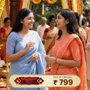 Riyashree Women’s Ikkat Cotton Ready Made Saree Blouse – Pack of 2 | Wedding Season Sale – 112 113