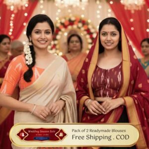 Riyashree Women’s Ikkat Cotton Ready Made Saree Blouse – Pack of 2 | Wedding Season Sale – 113 116